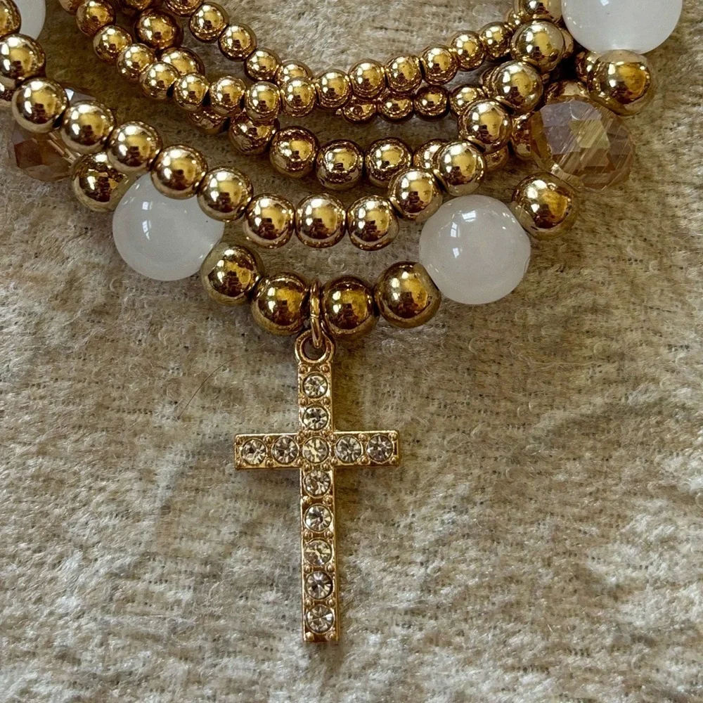 Brand New 8 Other Reasons Gold Plated Brass Bubble Bangle Set Stretchy Revolve